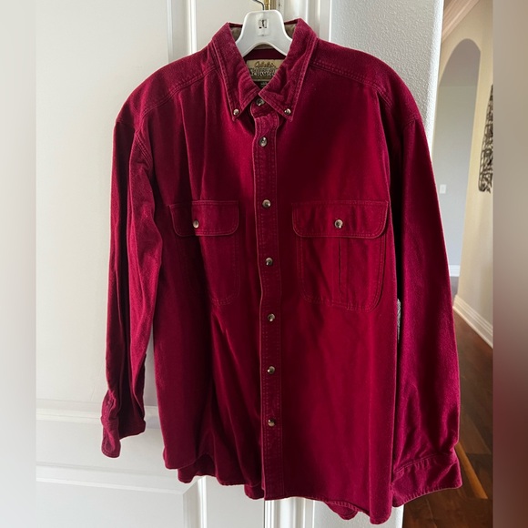 Men’s Large Maroon Red Cabela’s Chamois Button Down Shirt - Picture 1 of 10